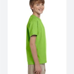 V-neck, short sleeve T-shirt, lime Hanes. Heavy knit 8